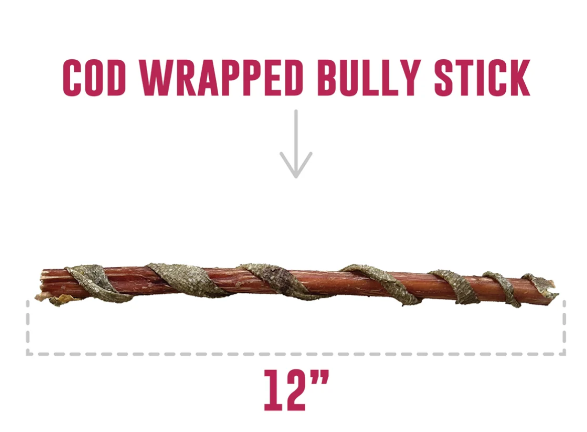 Icelandic Fish Sticks - Bully Sticks Wrapped in Cod Skin 12"