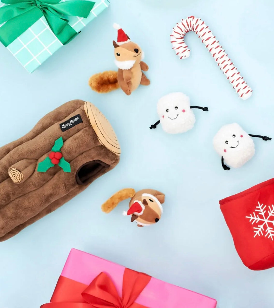 ZippyPaws Holiday Zippy Burrow Yule Log Plush Dog Toy