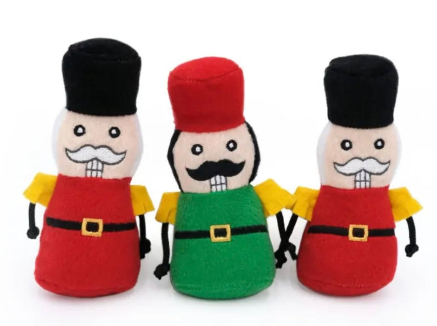 ZippyPaws Holiday Miniz Nutcrackers Plush Dog Toy 3pk