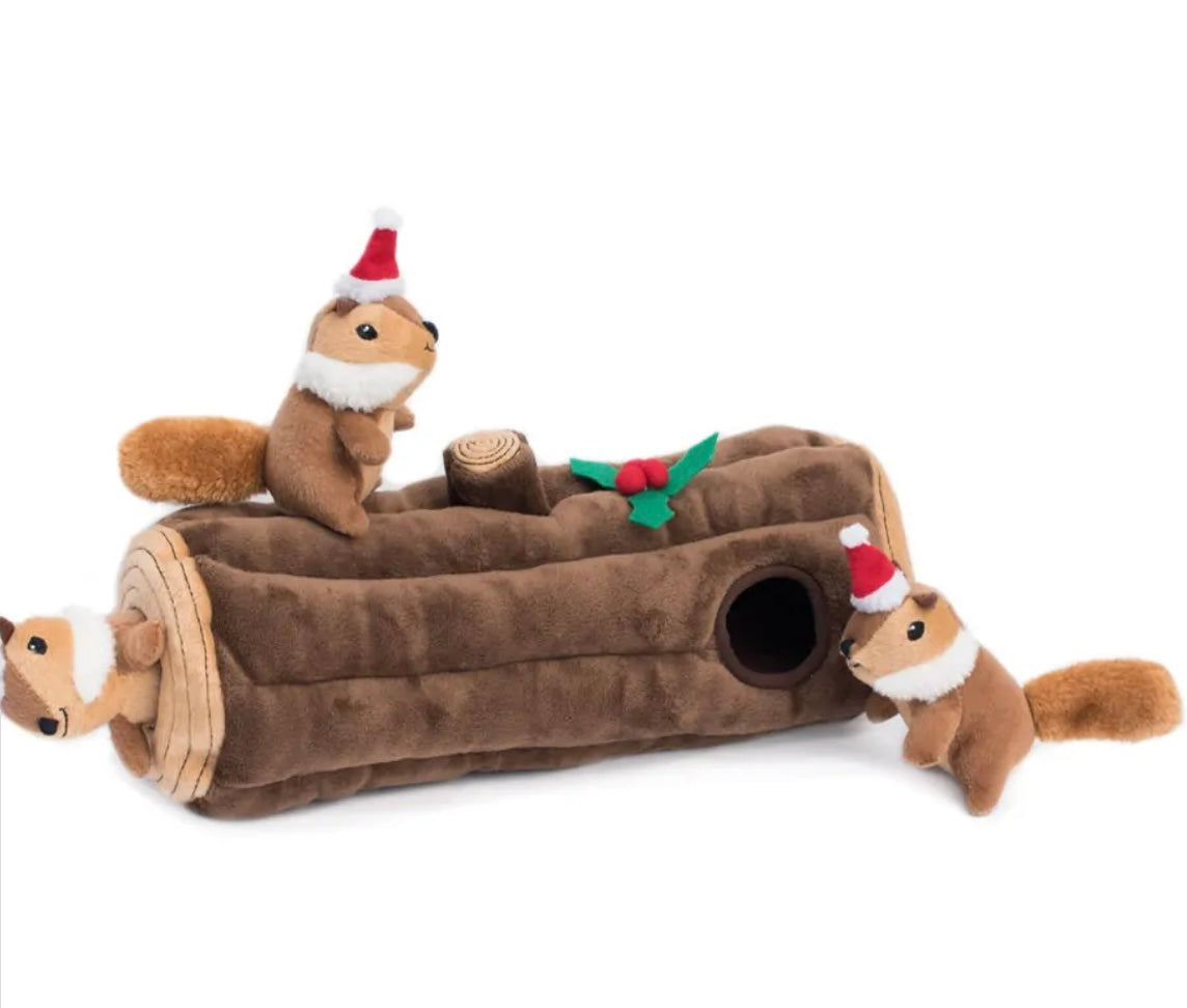 ZippyPaws Holiday Zippy Burrow Yule Log Plush Dog Toy