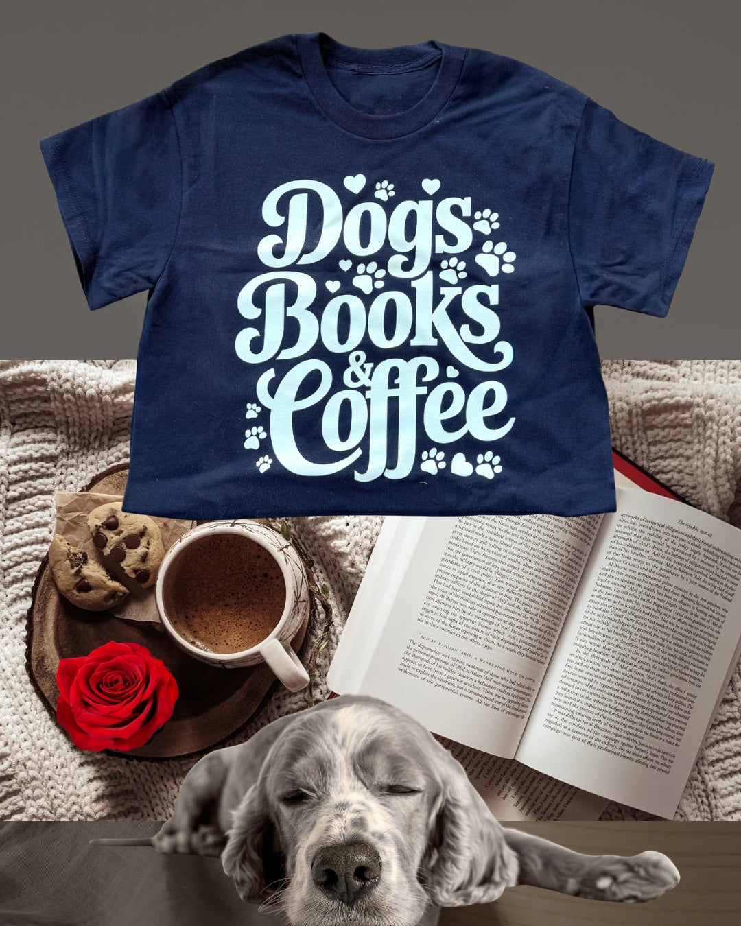 Dogs Books Coffee Tee