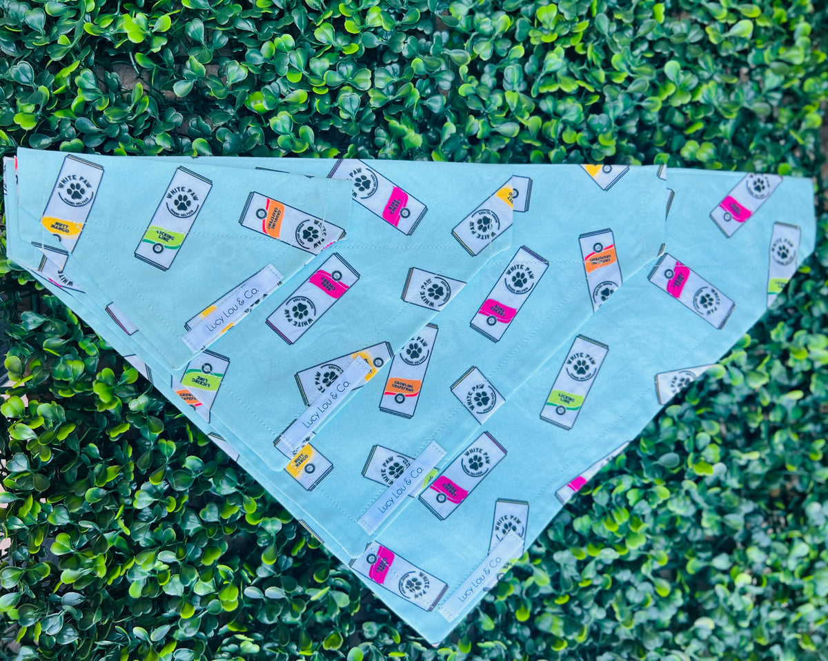 Lucy Lou and Co. Teal White Paw Bandana