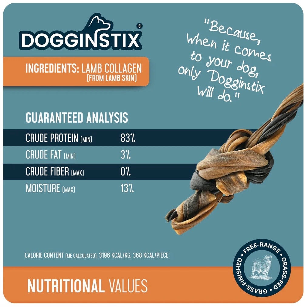 Dogginstix Braided Lamb Collagen Double Knot