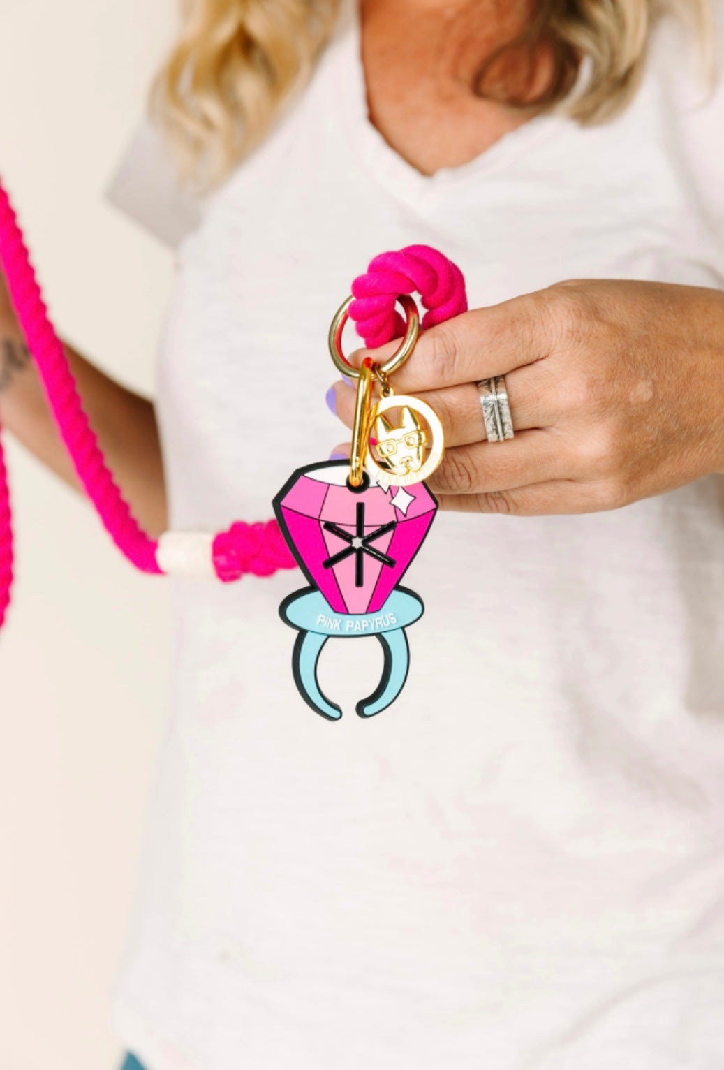 Pink Papyrus Poop Bag Holder