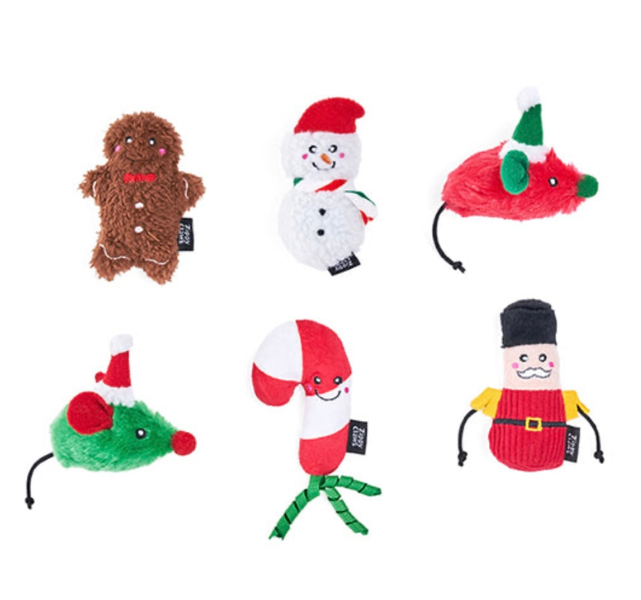 ZippyClaws Holiday Festive Cheer Cat Toy 6pk