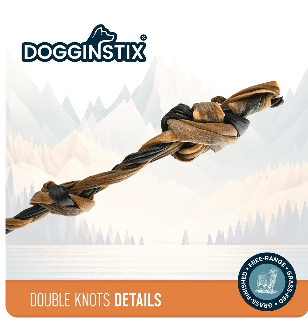 Dogginstix Braided Lamb Collagen Double Knot