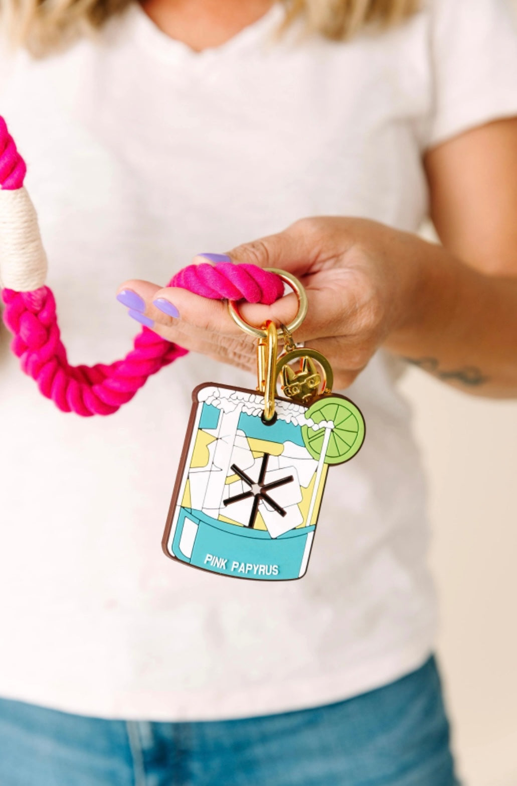 Pink Papyrus Poop Bag Holder
