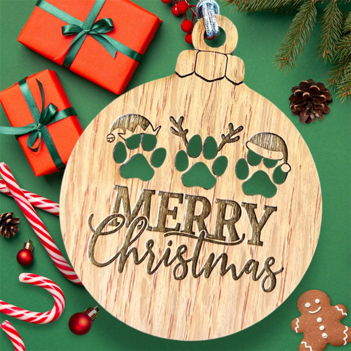 Merry Christmas Paw Ornament
