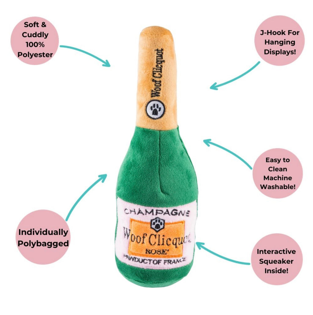 Woof Cliquot Rose’ Champagne Plush Squeaky